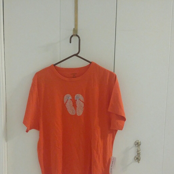 Orange Sequin Flip Flop T-Shirt - Picture 1 of 4